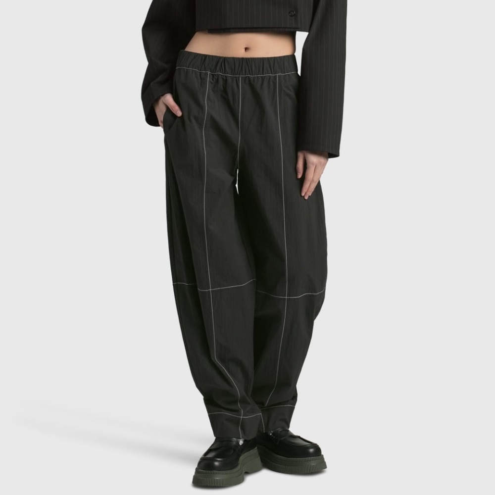 NWT GANNI contrast stitch elastic waist trousers 34 XS